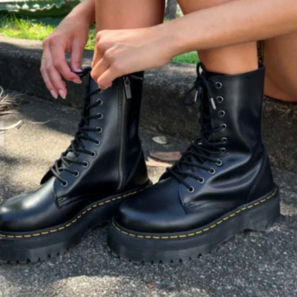 MARTENS Black Jadon Hi Platform Boots MSRP$220 Fantastic Reviews